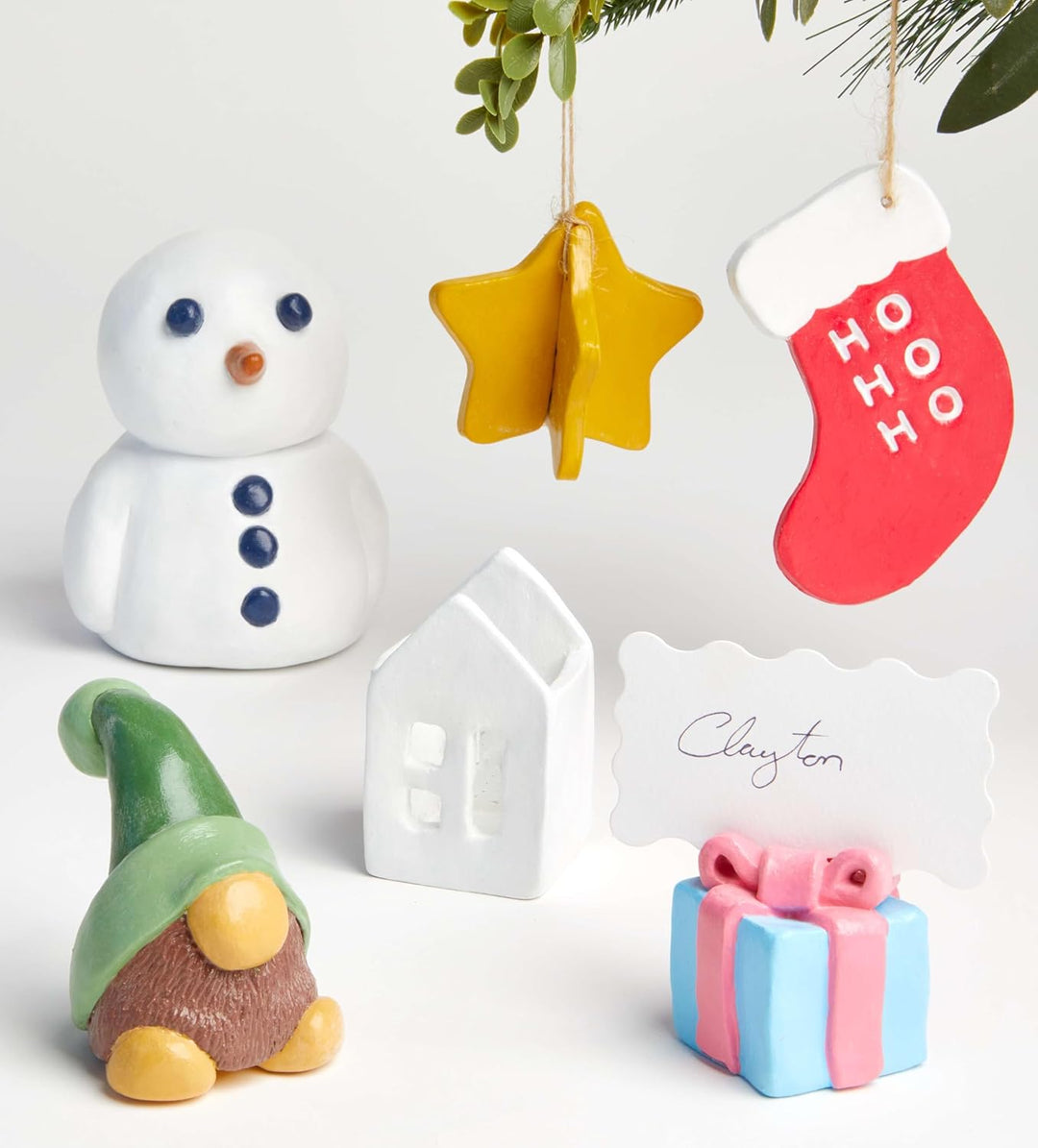 Pott'd Weihnachts-Deluxe-Töpferset - lufttrocknender Ton für Erwachsene, Werkzeuge, Farben, Pinsel,