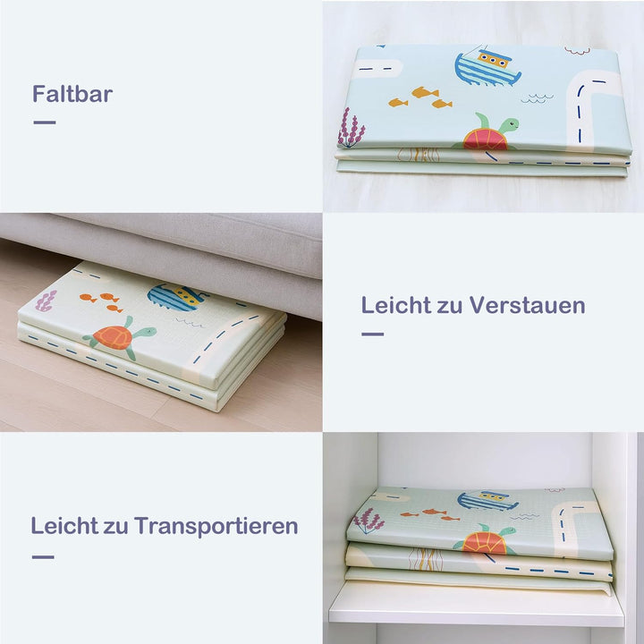 Faltbare Baby-Spielmatte – Extra grosse, wasserdichte Krabbelmatte aus weichem Schaumstoff, rutschfe