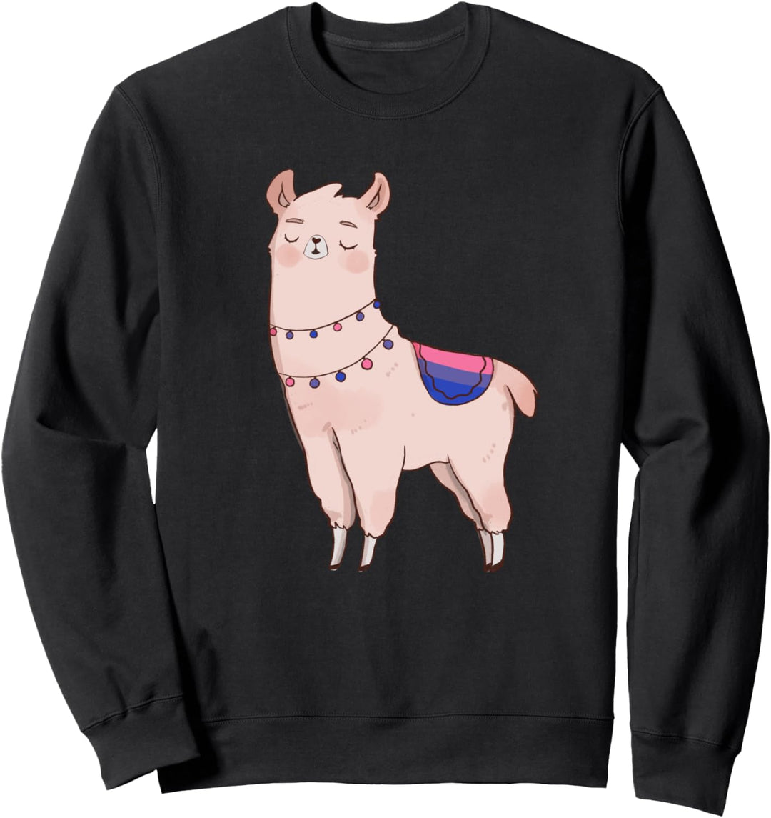 Bisexual Llama Cute Animal LGBTQ Alpaka Bi Pride Flag Sweatshirt