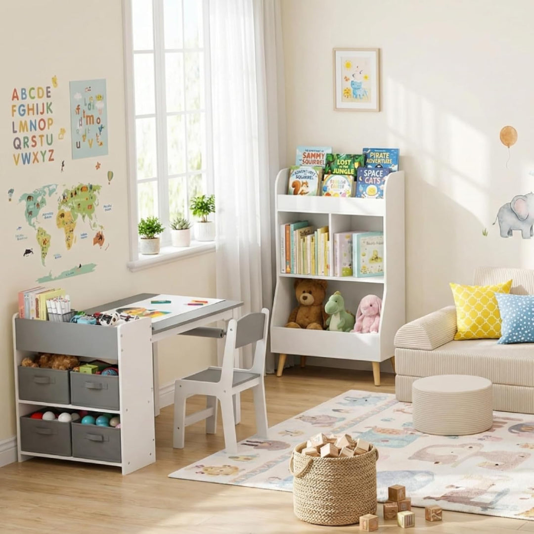 MAMIZO Kinderregal,Bücherregal Kinder,Spielzeugregal,Kinderzimmerregal,Spielzeug Aufbewahrung,Montes
