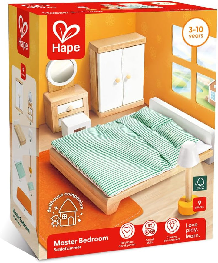Hape Puppenhaus- Schlafzimmer, geeignet für alle vergleichbaren Puppenhäuser, geeignet ab 3 Jahren,