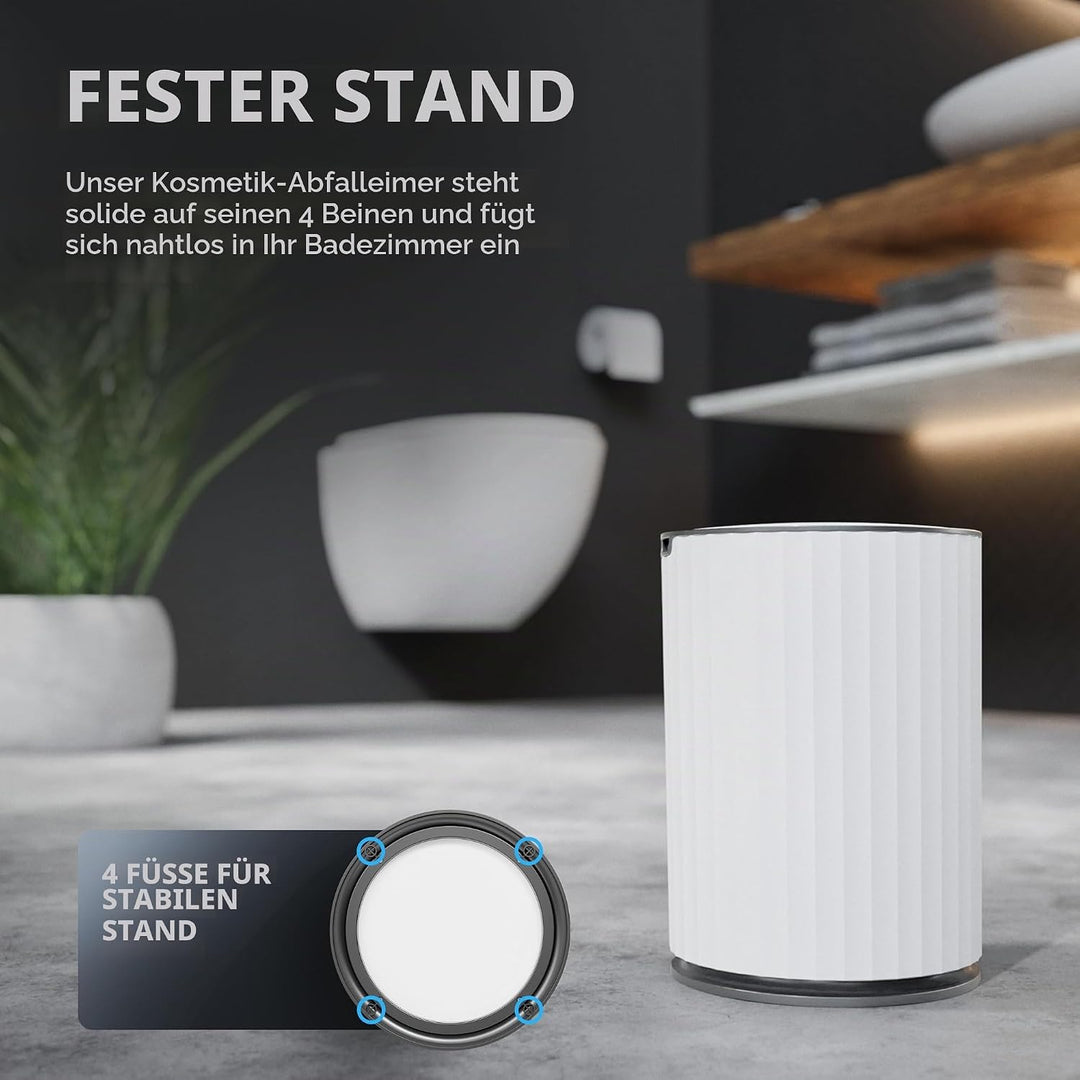 Sensor Badeimer Dueodde | Weiss | Touchless Sensorfunktion | Kosmetikeimer Rund | Eimer mit Deckel |