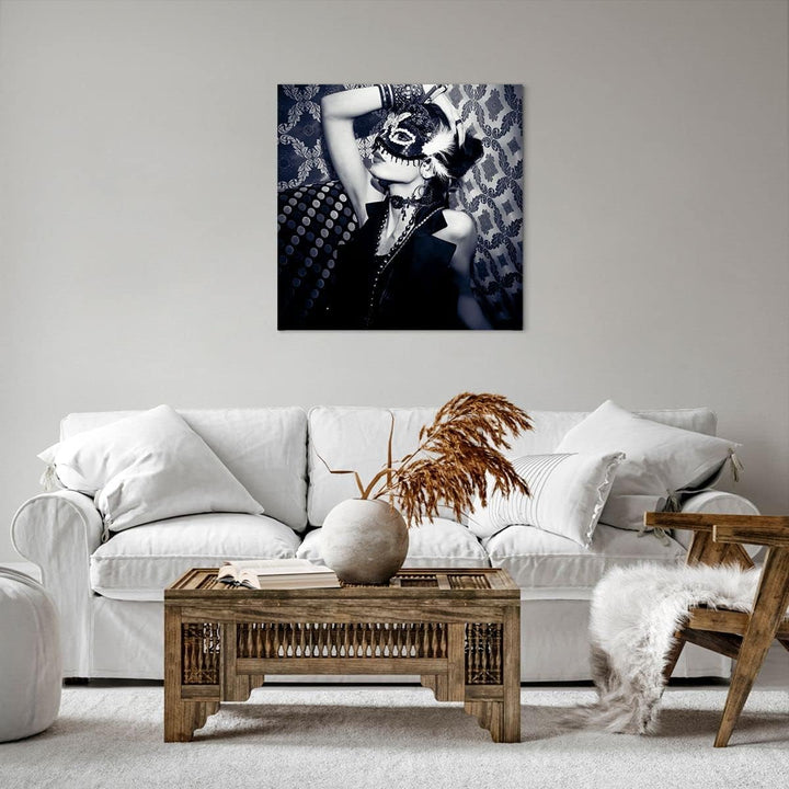 ARTTOR Bilder auf Leinwand Frau Karneval Maske Mode Leinwandbild 60x60cm Wandbilder Dekoration Wohnz