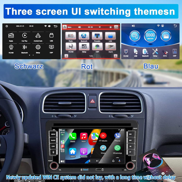 Autoradio für Golf 5 6 Passat Jetta Caddy Polo cc Tiguan EOS Touran T5 Scirocco Wireless Carplay & A