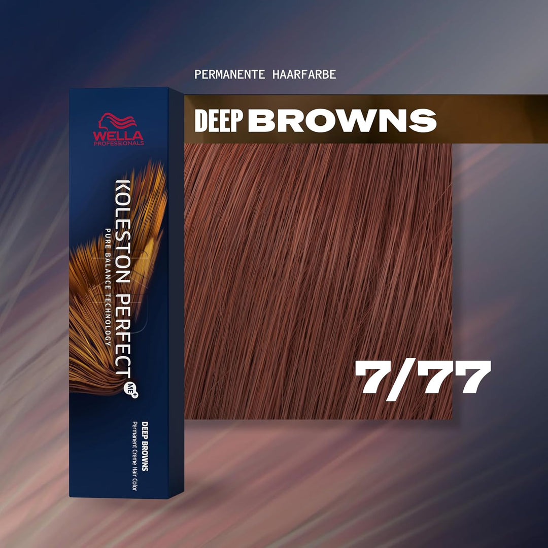 WELLA Koleston Perfect Me KP Deep Browns 7/77 Mittelblond Braun Intensiv 3er Pack Braun 60 ml (3er P