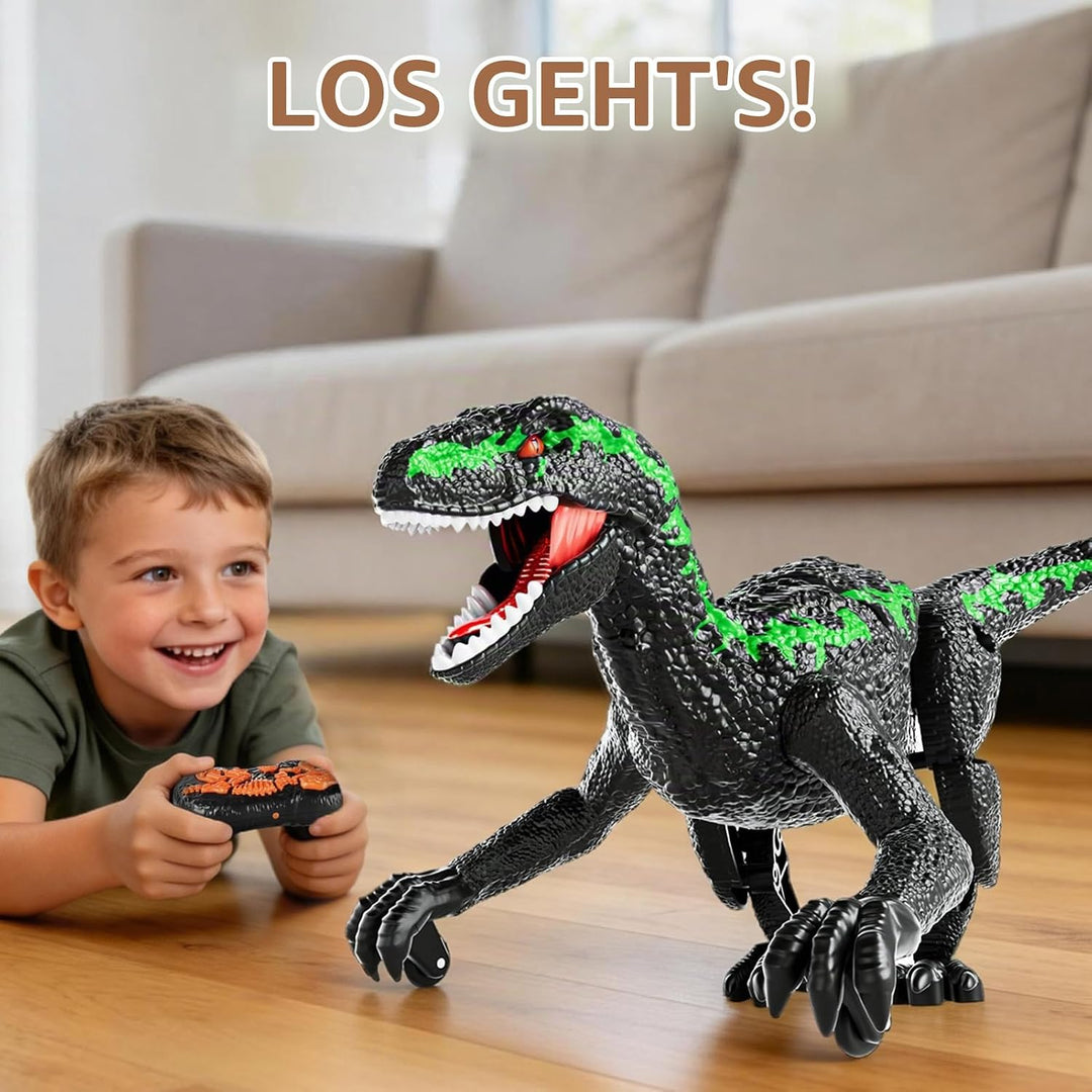 Ferngesteuertes Dinosaurier Spielzeug für Kinder 3–12 Jahre, RC Roboter Dino mit Laufbewegung, Brüll