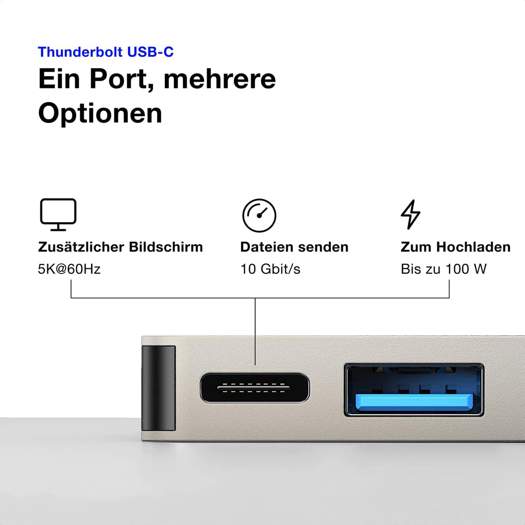 USB C hub MacBook Air Polarstern - HDMI, Thunderbolt, USB3.0, SD-Kartenleser für MacBook Air M2/M3/M