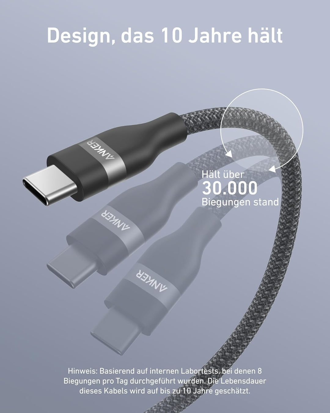 Anker Nano USB C auf USB C Kabel, 240W 1,8m flexibel farbig geflochten, USB C Schnellladekabel Typ C