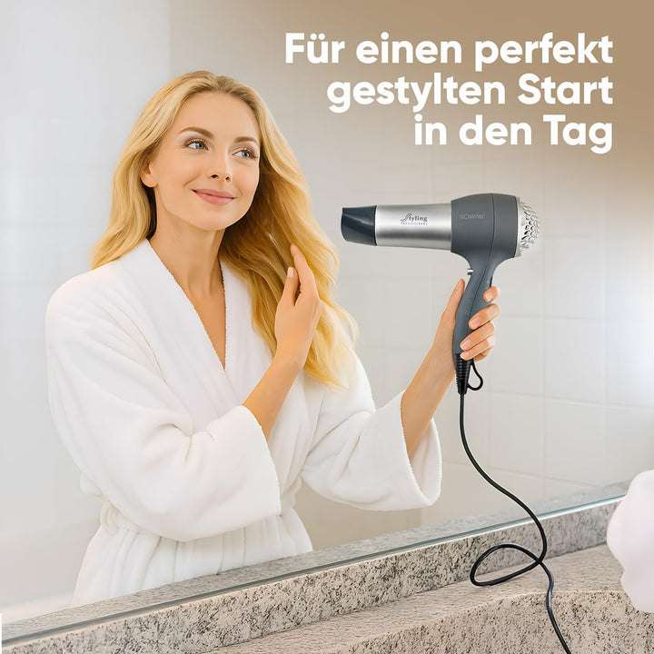 Bomann® Haartrockner mit Diffusor & Formdüse | Hair Dryer mit "Cool Shot" für glänzendes Haar | Haar