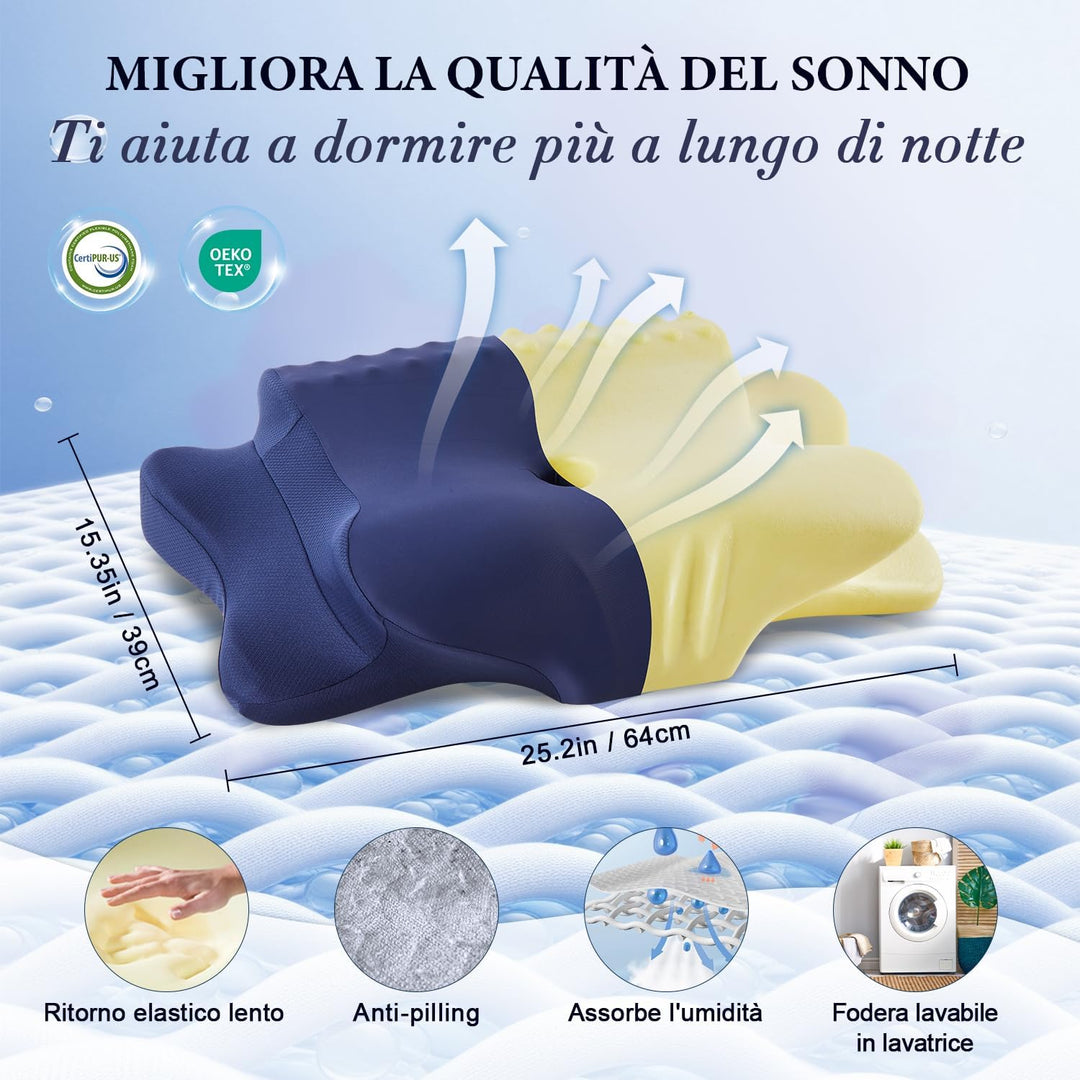 Nackenkissen Kopfkissen, Memory Foam Dunkelblau, Dunkelblau