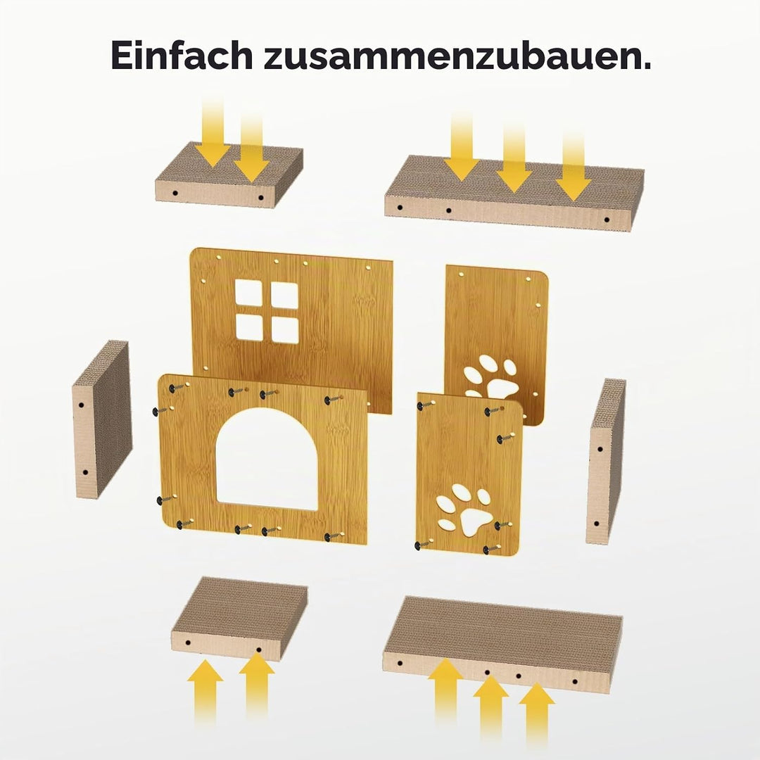 Gimars 59.5x29.5x28 cm Kratzbrett Katzen mit Spielball, Kratzpappe für Katzen gross XXL, Katzenhaus
