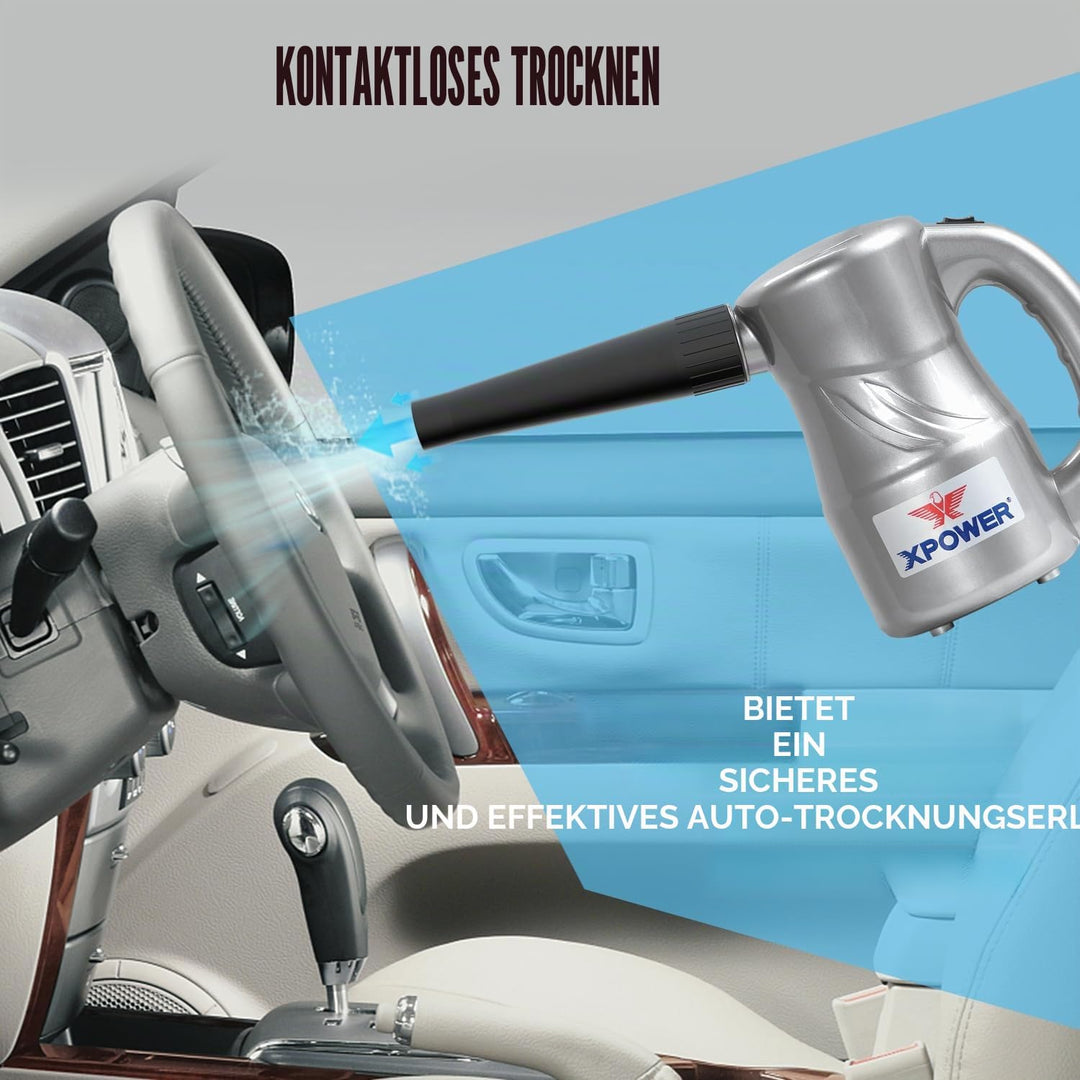 XPOWER Electric Air Duster for Dusting Drying Inflating Blowing Car Detailing Computer Leaf Blowing