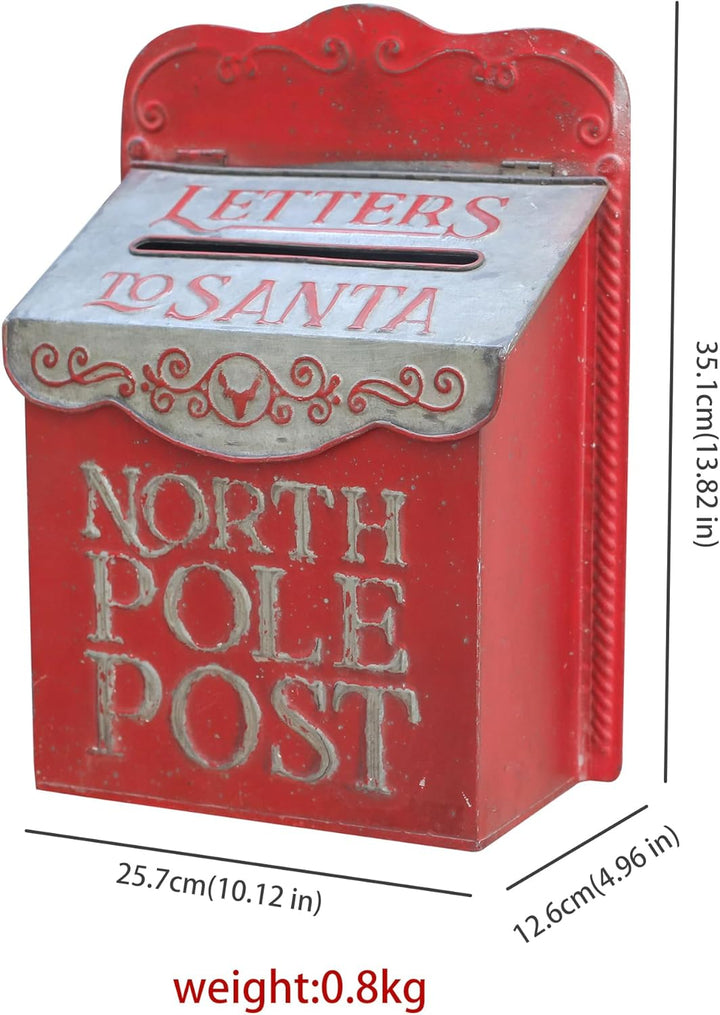 Weihnachtsmann Briefkasten Weihnachtlicher Deko aus Metall, Weiss Rot, Weihnachtsmann Vintage Briefk