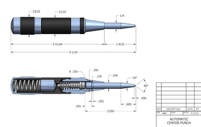 Starrett Automatikkörner mit justierbarer Schlagkraft, Länge 130 mm, Durchmesser 17 mm, Heavy Duty