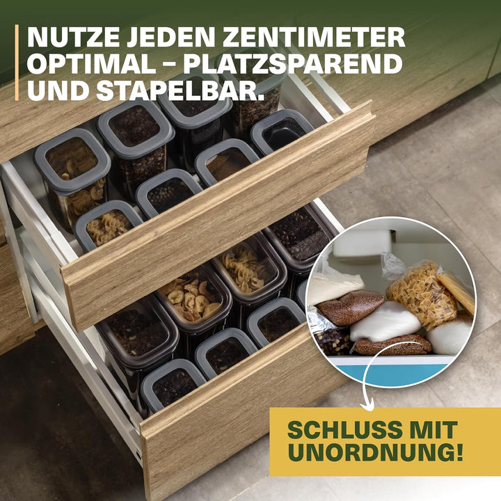 Vorratsdosen mit Deckel Luftdicht, 6er Vorratsbehälter Set BPA-Frei, Vorratsdose zur Müsli Mehl Aufb