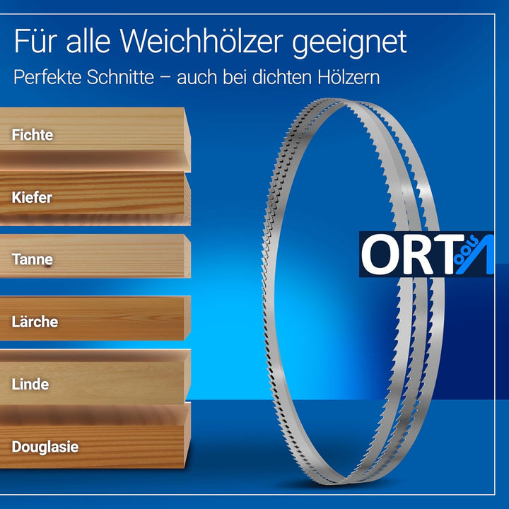 ORTA Spezialstahl Bandsägeblatt | kompatibel mit gängigen Bandsägen, Weichholz, Kurven- und Geradsch