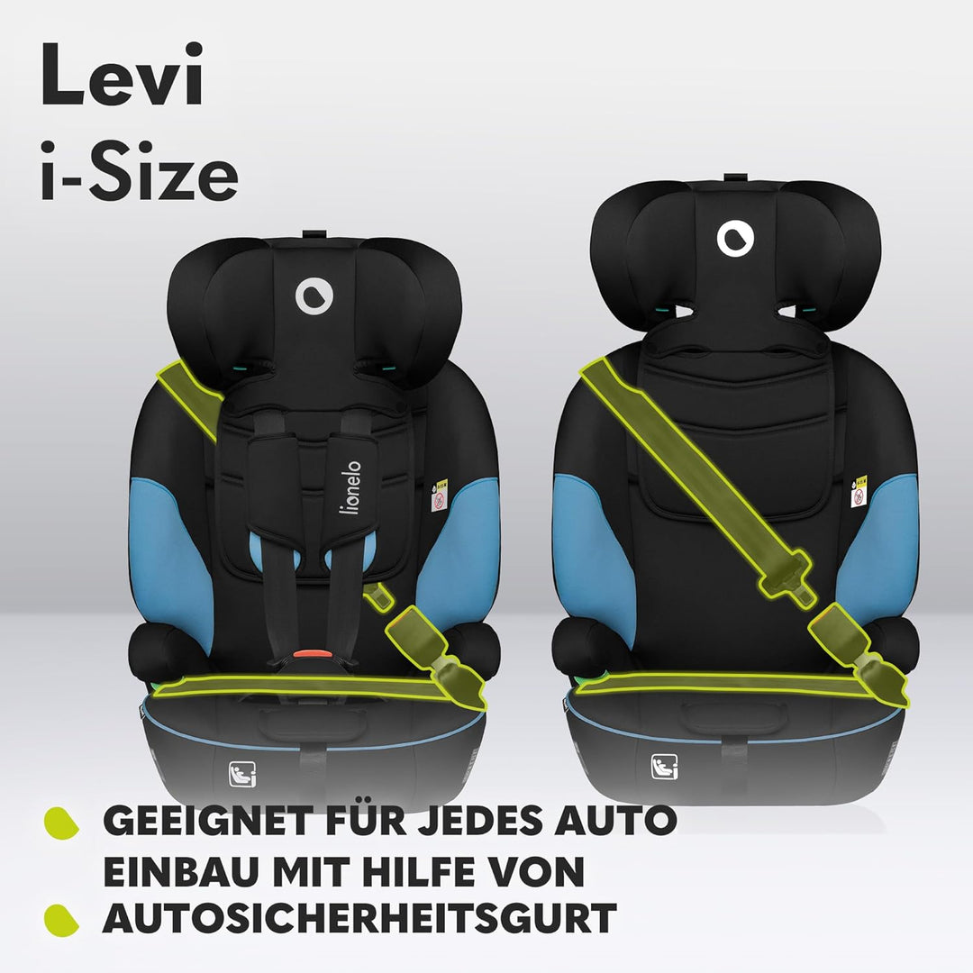 LIONELO LEVI I-SIZE 76-150 cm Kinderautositz, Gruppe 1 2 3, Seitenschutz, 10 Grad Kopfstützenverstel