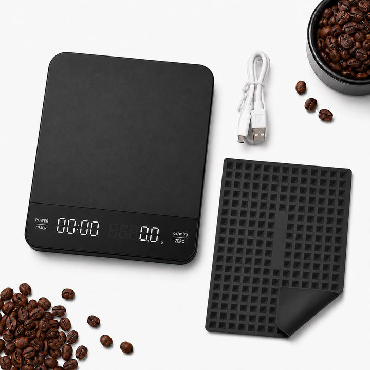 Digitale Kaffeewaage mit Timer Barista Waage, Mattschwarz, Mattschwarz