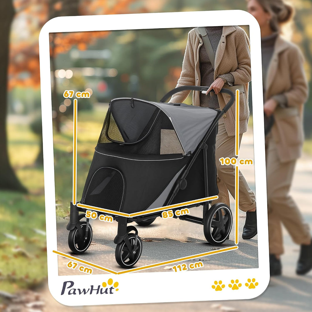 PawHut Hundewagen, Hundebuggy mit Kissen, faltbarer Hundetrolley, Katzenbuggy für grosse und mittelg