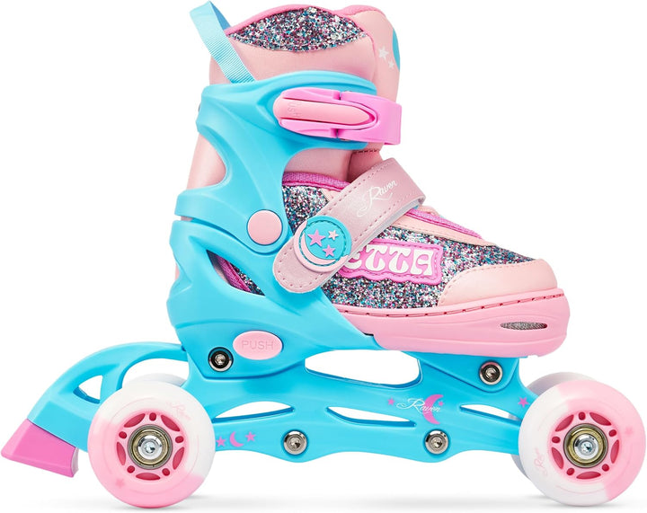 RAVEN 4in1 Inline Skates Triskates Rollschuhe Schlittschuhe Inliner für Kinder Mädchen verstellbar G