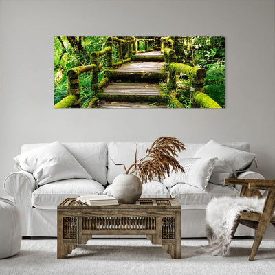 Wandbilder Dekoration Wohnzimmer Asien natur park brücke Panorama Bilder auf Leinwand 120x50cm Leinw