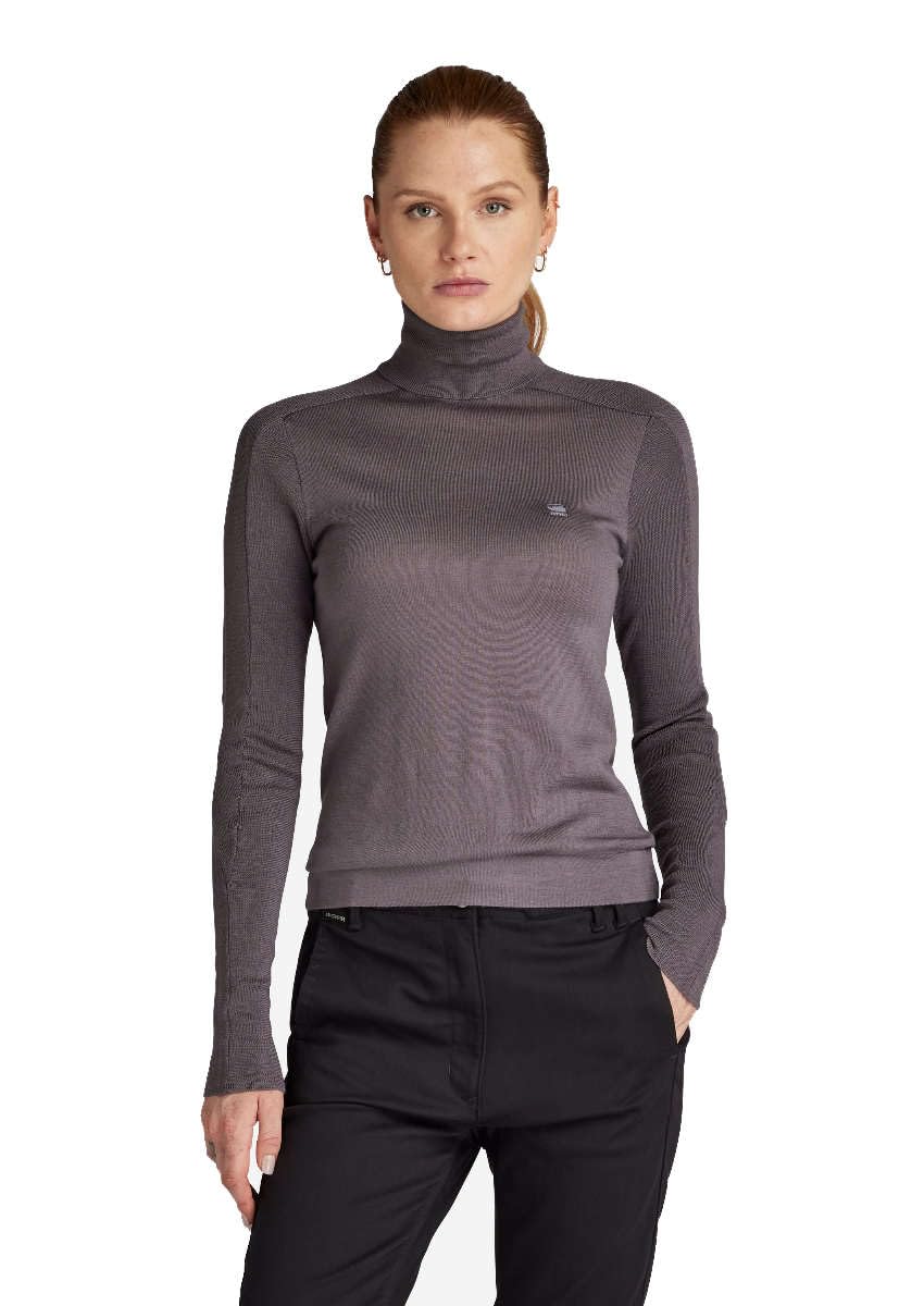 G-STAR RAW Damen Core Slim Turtle Knitted Pullover Knits XS Grau (Rabbit D23678-b692-g077), XS Grau