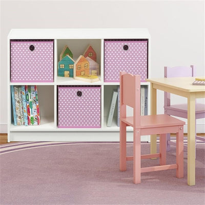 Furinno Basic Bücherregal mit 6 Fächern und 3 Einschüben, holz, Weiss/Rosa, 30.23 x 30.23 x 59.94 cm