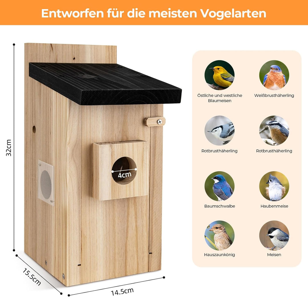 RAINBEAN Bird House with Camera,Nistkasten mit Kamera, 4 Millionen Pixel Outdoor-Vogelhaus-Kamera, E