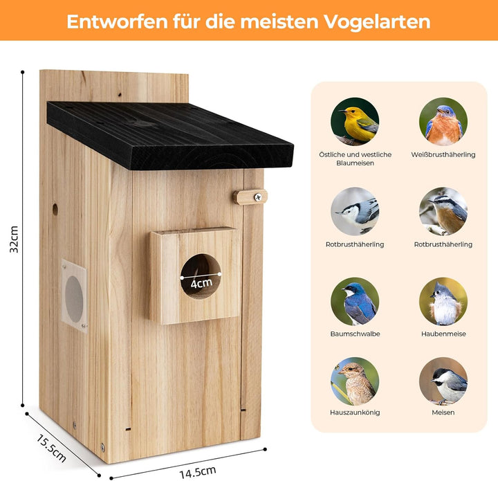 RAINBEAN Bird House with Camera,Nistkasten mit Kamera, 4 Millionen Pixel Outdoor-Vogelhaus-Kamera, E