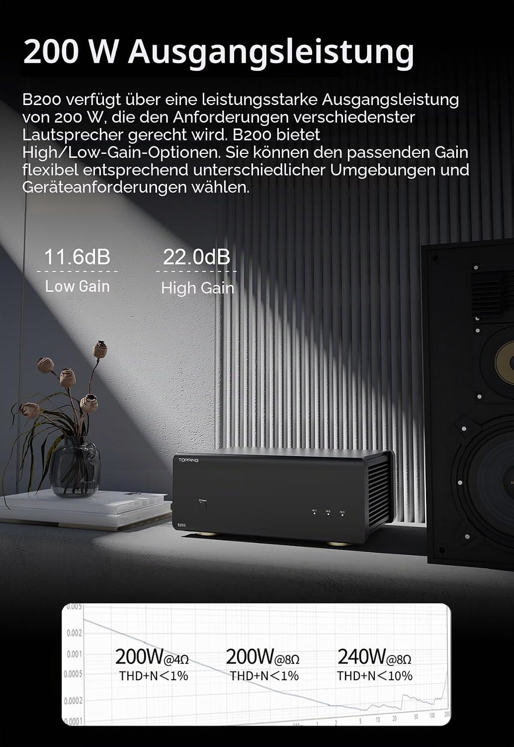Toping B200, Leistungsstufe mit 200 W für Lautsprecher