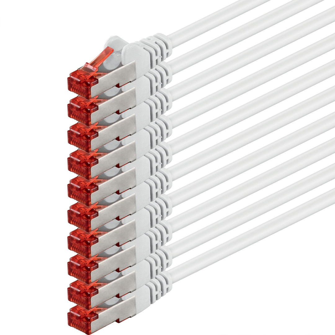 1aTTack.de 10x 10m - Cat 6 Netzwerk-Kabel Patch-Kabel Cat6 RJ45 SFTP - Weiss