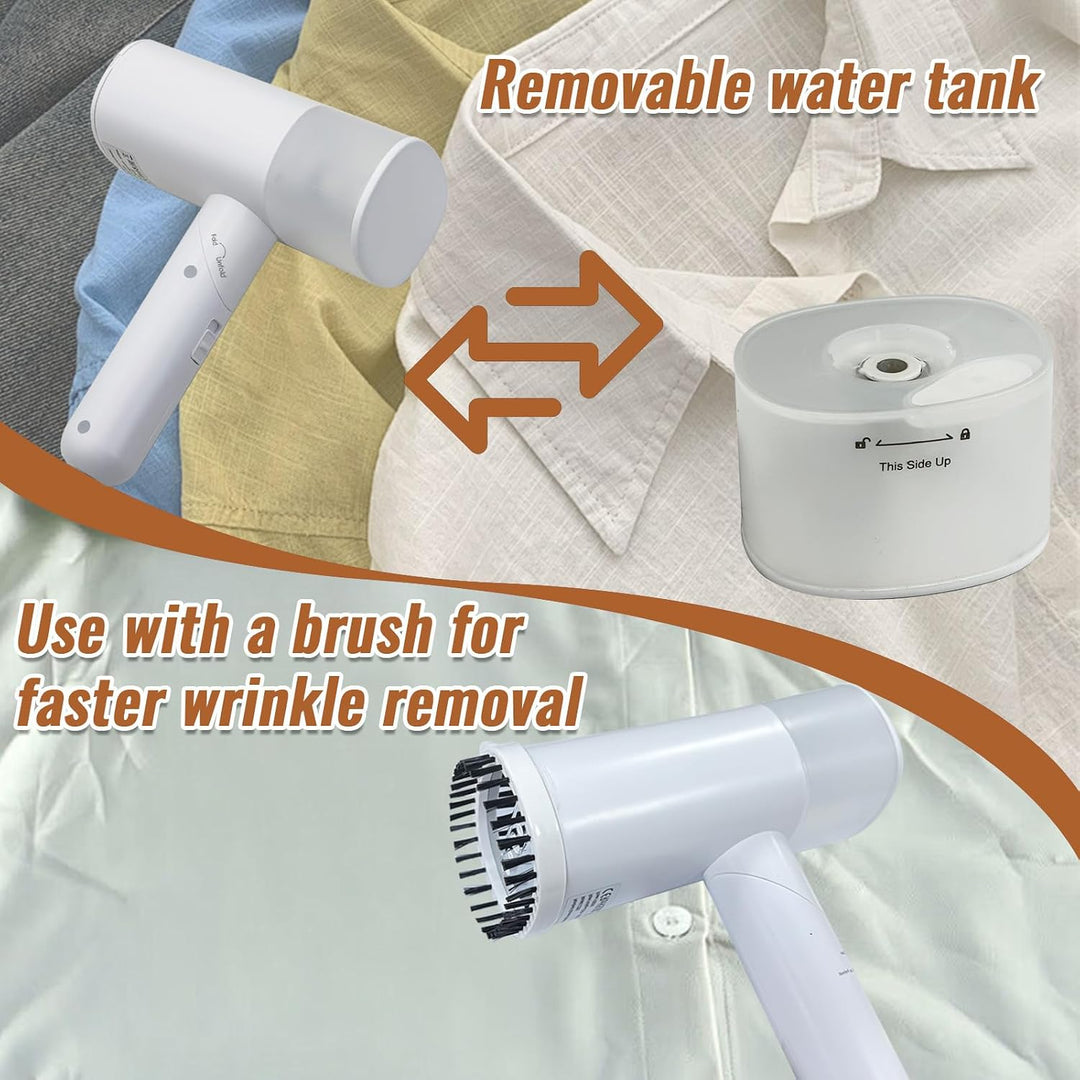 Handheld Dampfglätter Kabellos– Mini Steamer Dampfbürste für Kleidung mit leistungsstarkem Dampf, vi