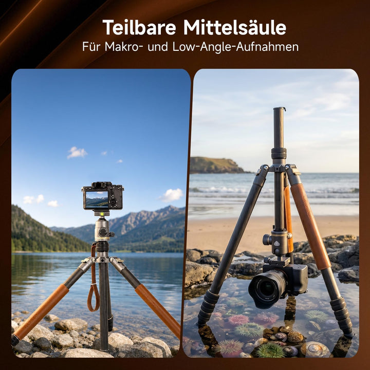 Rollei Kamerastativ C6i Carbon Heritage 174cm mit 360° Kugelkopf Arca Swiss | Robustes Stativ Kamera