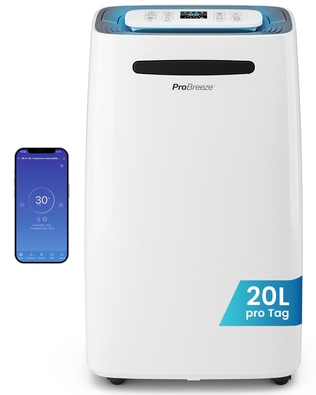 Pro Breeze® 20L/Tag smarter luftentfeuchter elektrisch mit digitalem Feuchtigkeitsanzeiger Schlafmod
