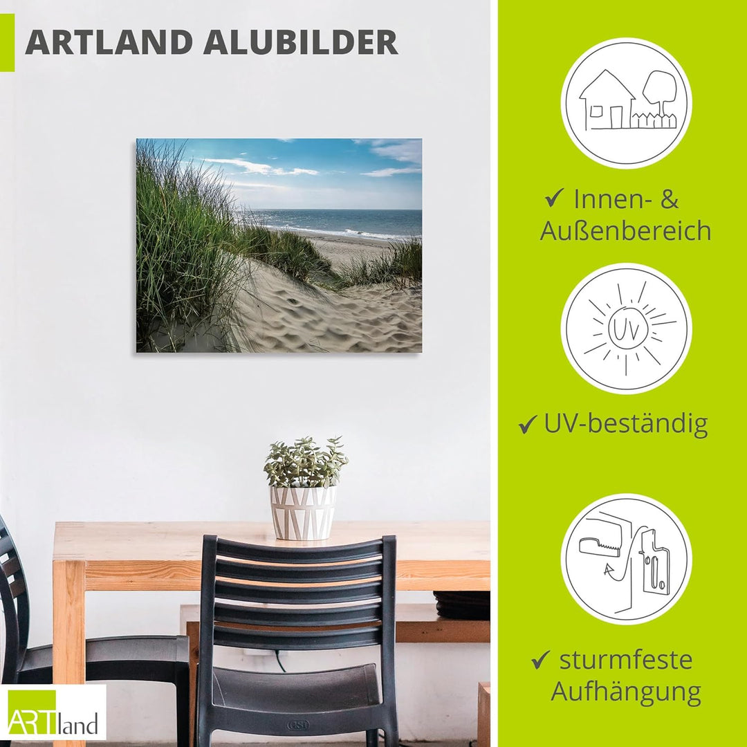 ARTland Wandbild Alu Verbundplatte für Innen & Outdoor Bild 40x30 cm Strand Meer Küste Nordsee Marit