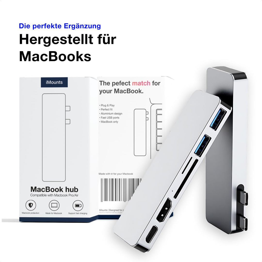 USB C Hub Silber – HDMI, Thunderbolt, USB 3.0 & SD-Kartenleser Adapter für MacBook Air/Pro M2/M3/M4/