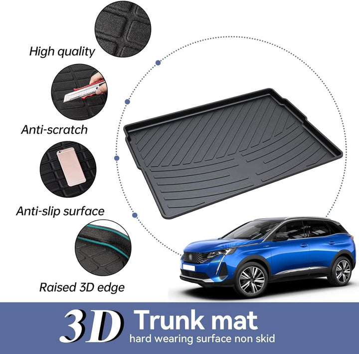 Auto Allwetter Wasserdicht Protector Pad Hinten Cargo Liner Trunk Kofferraummatte für 3008 2011-2023