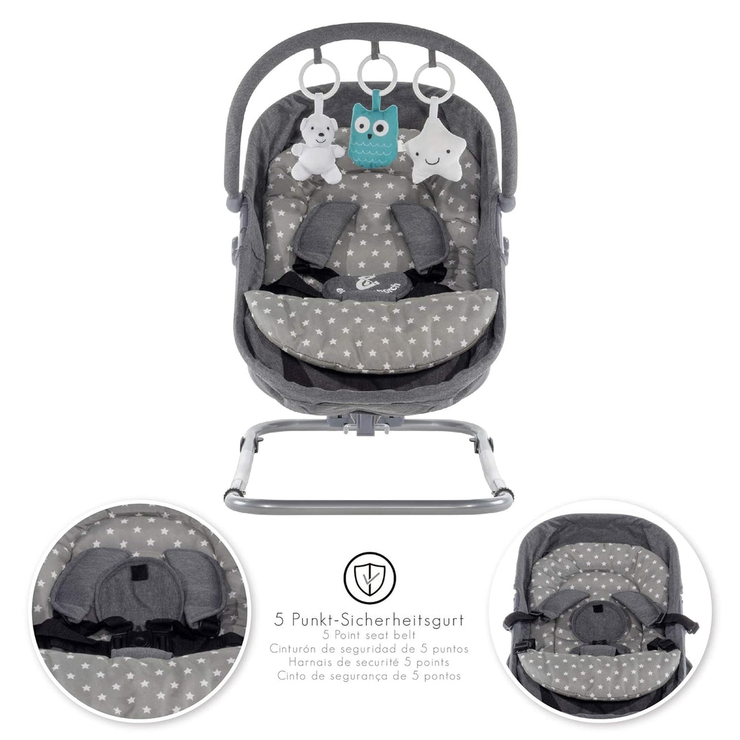 Engel & Storch Babywippe VIGO Baby Schaukelstuhl Babywiege mit abnehmbarem Bezug und Spielebogen - i