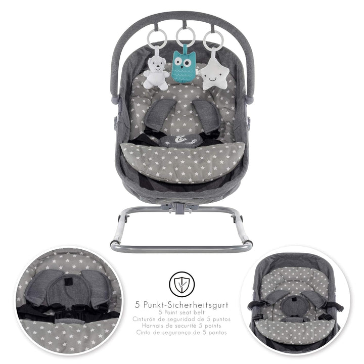 Engel & Storch Babywippe VIGO Baby Schaukelstuhl Babywiege mit abnehmbarem Bezug und Spielebogen - i