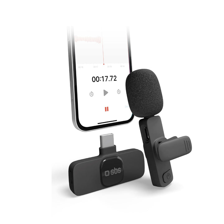 SBS drahtloses Mikrofon für Smartphones mit Empfänger, kleines Mikrofon, mit Clip, für vlog, Instagr