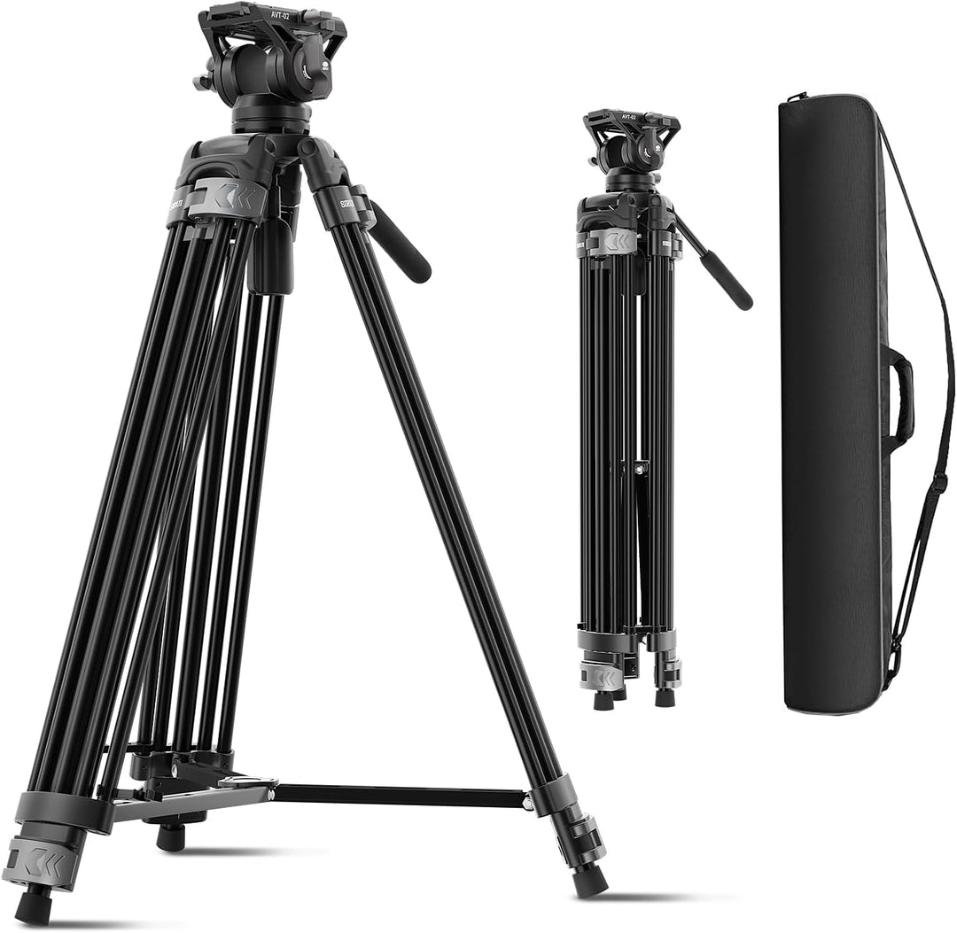SIRUI AVT-02 Professionelles Video-Stativ mit 360° Fluidkopf – Schwerlast-Stativ, 190cm Höhe, inkl.
