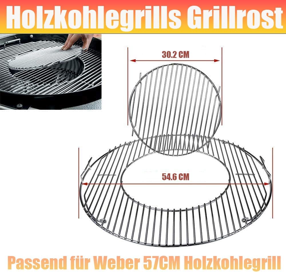 8835 54,6CM Rund Grillrost für Weber 57CM Holzkohlegrills,Abnehmbarer Grillrost Ersatz für Weber Koh