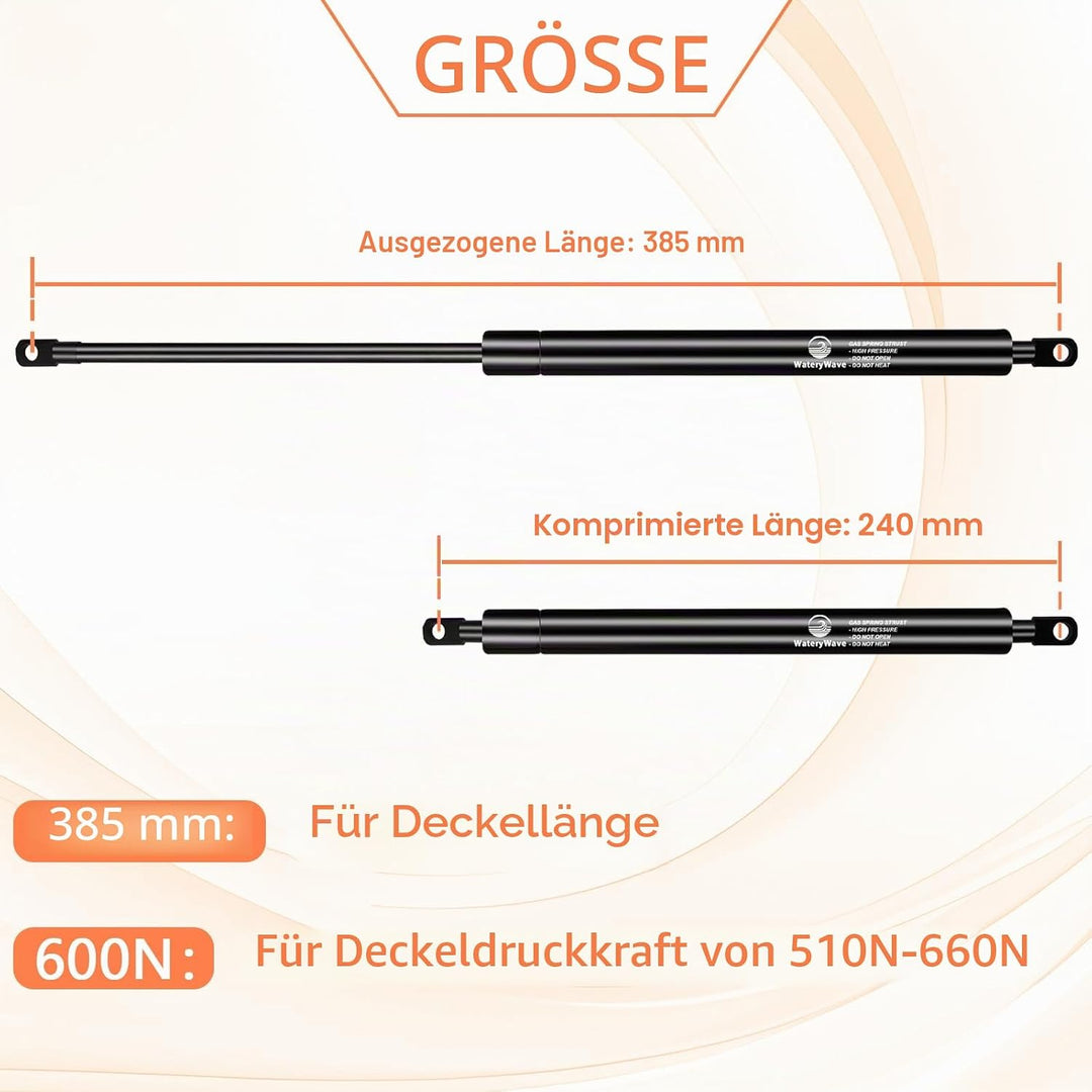 385MM 600N Gasdruckdämpfer mit 8mm Ösenköpfen Gasdruckfeder Hydraulische Kofferraum-gasfeder für Ott