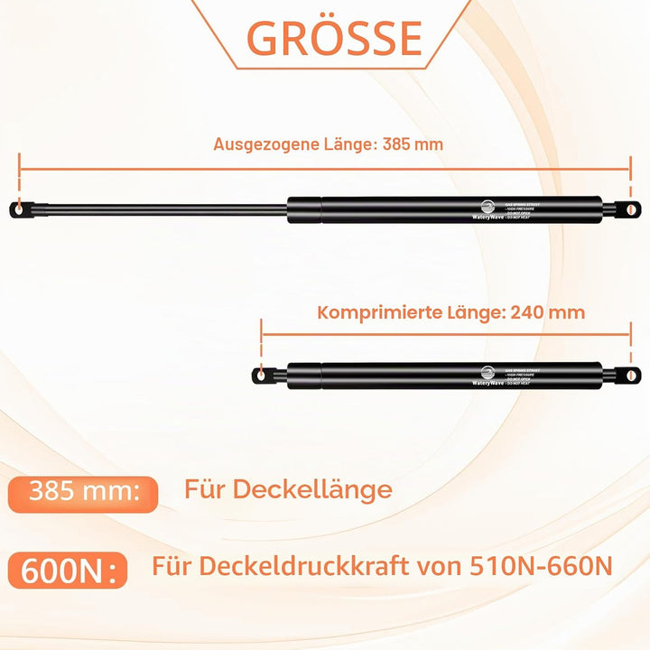 385MM 600N Gasdruckdämpfer mit 8mm Ösenköpfen Gasdruckfeder Hydraulische Kofferraum-gasfeder für Ott