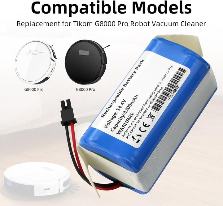 K KYUER 3200mAh Ersatz Akku für Tikom G8000 Pro Robot Vacuum Cleaner Saugroboter Battery