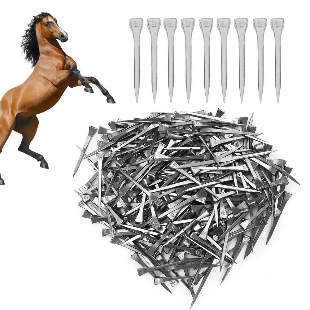 Nikou Hufeisennagel - 250PCS E6 hochfester Stahlhufzapfen Sicheres festes Werkzeugzubehör für Pferde