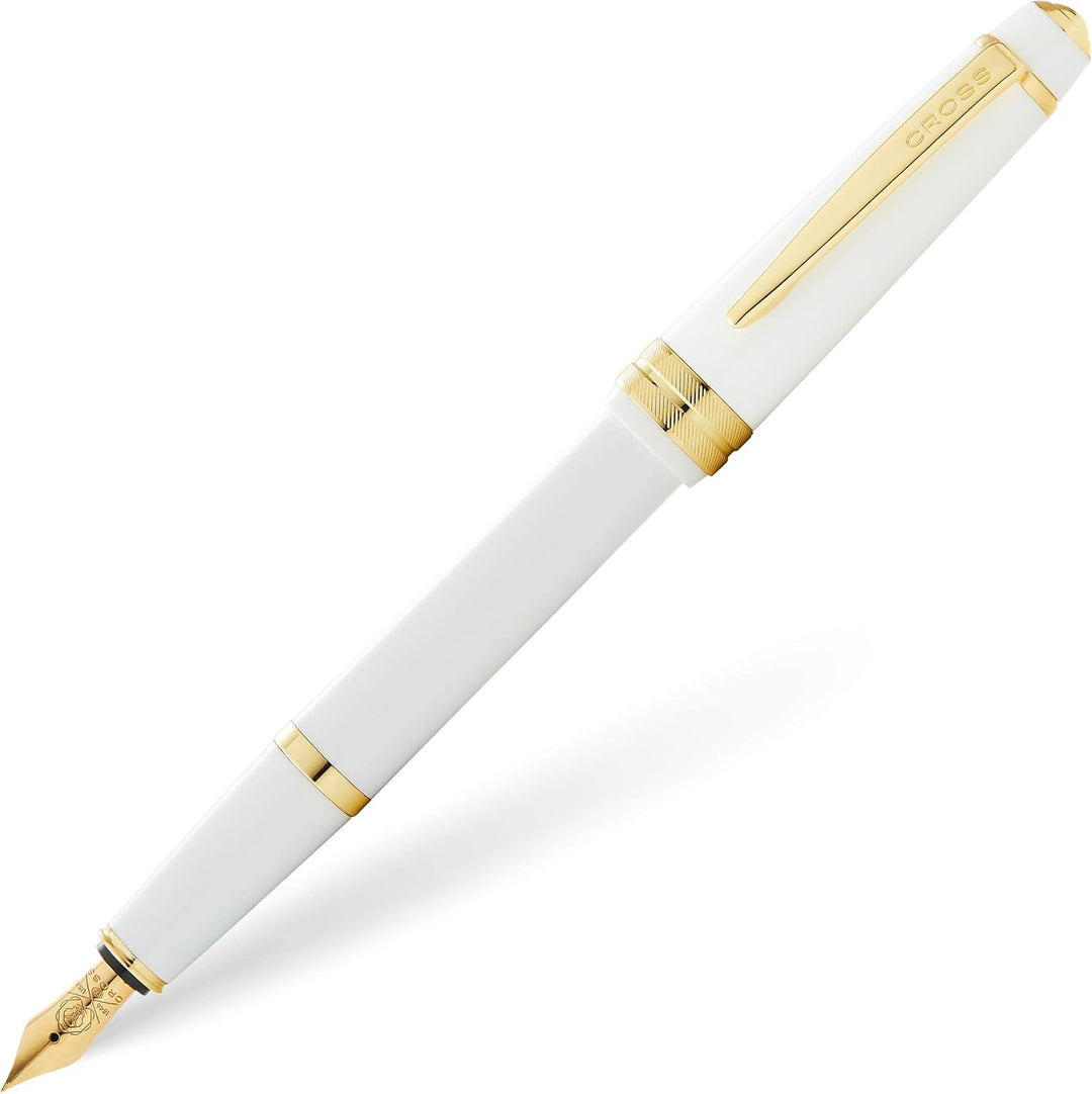 Cross Bailey Light Füllfederhalter (Federstärke F, inkl. Geschenkverpackung) Weiss-Lack mit goldfarb