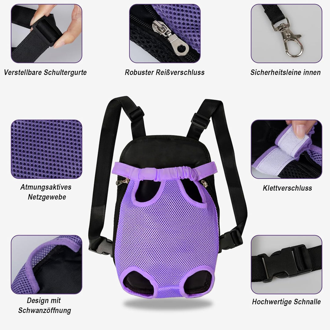 FEimaX Hunde Rucksack Hundetragetasche Verstellbar Frontrucksäcke Atmungsaktiv und Bequem Haustier T