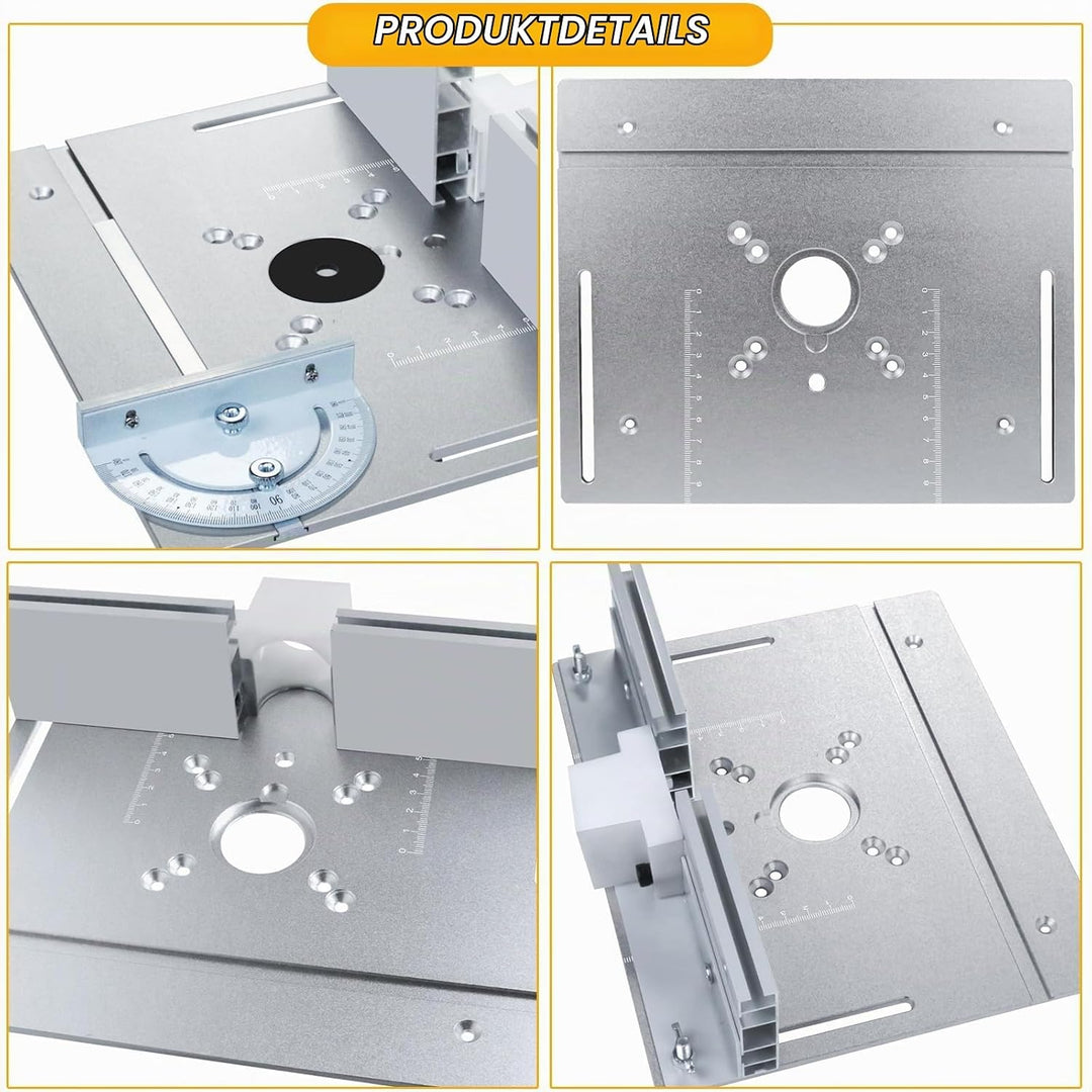 XMSZQU 3er Set FräStisch Einlegeplatte,Aluminium FräStisch füR OberfräSe Halterung Fasenmoment,Tisch