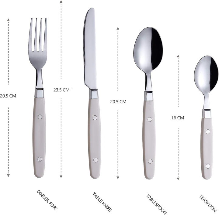 EXZACT Besteckset 24-teilig Edelstahl - mit Niet-Bastelgriffen/Besteck im Retro-Stil - 6 x Essgabeln